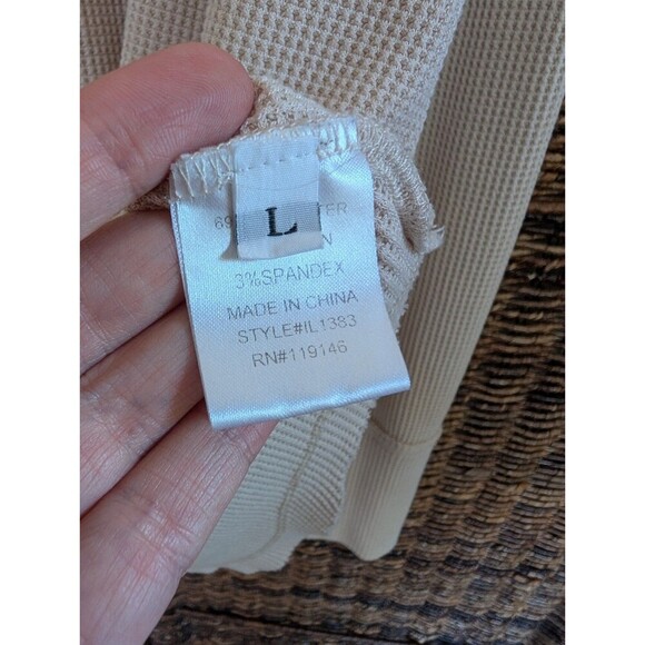 Hoity Toity Boutique Waffle Knit Thermal Twist Tie Top Women's Large Cream Boho - Picture 5 of 7